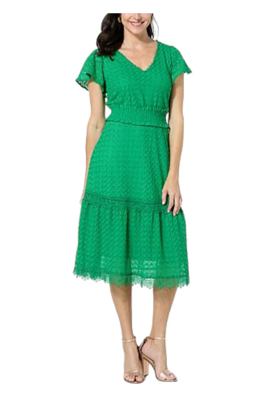 Lacey Chabert Knit Lace Tiered Dress Green - Regular